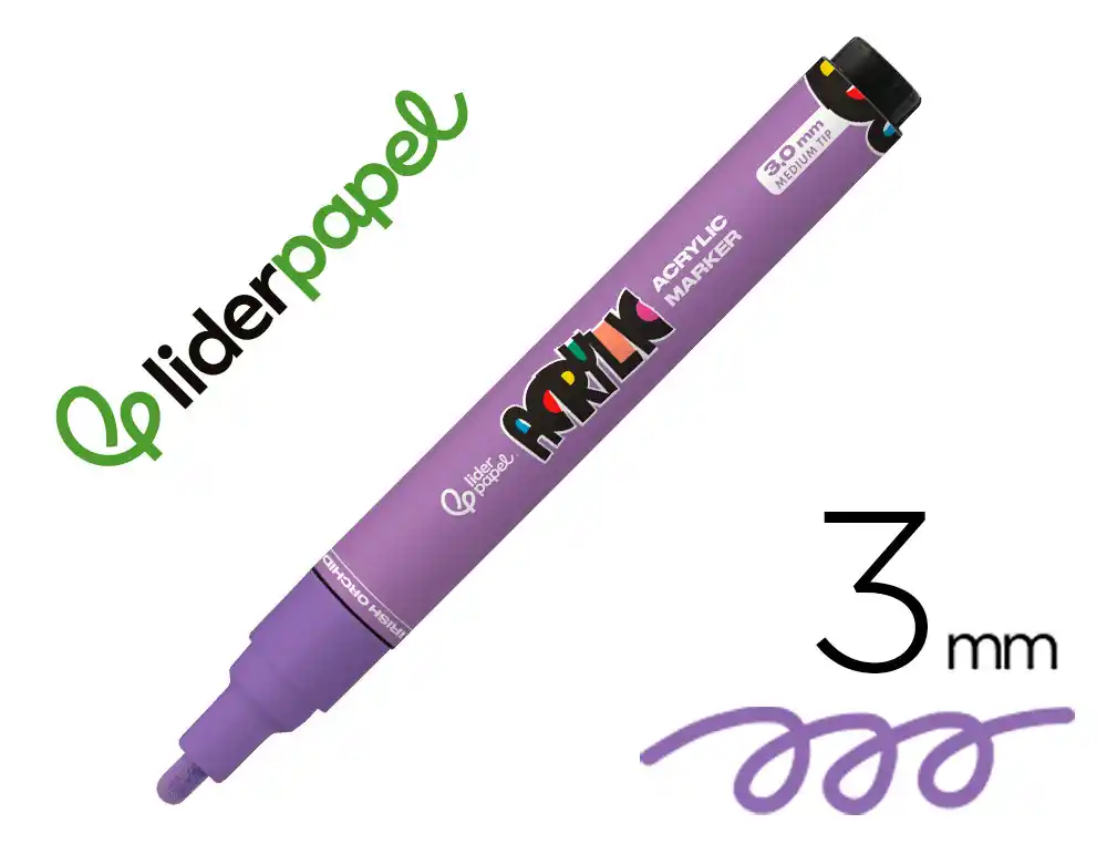 [172314] Rotulador liderpapel acrylic base agua todo tipo de superficie punta redonda 3 mm malva