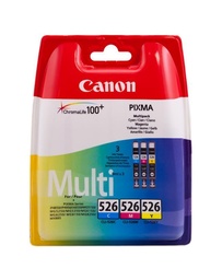 [4541B009(PACK)] Canon CLI526 Pack de 3 Cartuchos de Tinta Originales - Cian, Magenta, Amarillo - 4541B009 (3x 9 ml)
