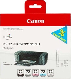 [6403B007] Canon PGI72 Pack de 5 Cartuchos de Tinta Originales - Negro Photo, Gris, Magenta Photo, Cyan Photo, Optimizador - 6403B007 (5x 14 ml)