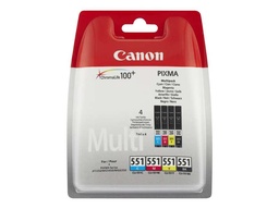 [6509B009] Canon CLI551 Pack de 4 Cartuchos de Tinta Originales - 6509B009 (4x 7 ml)