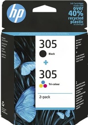 [6ZD17AE] HP 305 Negro + Color Pack de 2 Cartuchos de Tinta Originales - 6ZD17AE (120 y 100 Páginas)