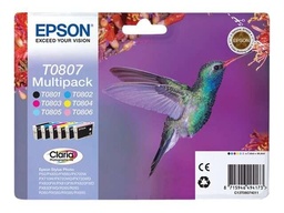 [C13T08074011] Epson T0807 Pack de 6 Cartuchos de Tinta Originales - C13T08074011 (6x 7.4 ml)