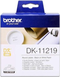 [DK11219] Brother DK11219 - Etiquetas Originales Precortadas Circulares - 12 mm de Diametro - 1200 Unidades - Texto negro sobre fondo blanco (1200 uds / Circulares Ø 12 mm)
