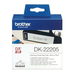 [DK22205] Brother DK22205 - Etiquetas Originales de Tamaño personalizado - Ancho 62mm x 30,48 metros - Texto negro sobre fondo blanco (Ancho 62mm / 30,48 metros)
