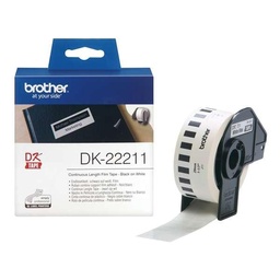 [DK22211] Brother DK22211 - Etiquetas Originales de Tamaño personalizado - Ancho 29mm x 15,24 metros - Texto negro sobre fondo blanco (Ancho 29mm / 15,24 metros)