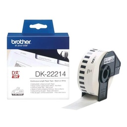 [DK22214] Brother DK22214 - Etiquetas Originales de Tamaño personalizado - Ancho 12mm x 30,48 metros - Texto negro sobre fondo blanco (Ancho 12mm / 30,48 metros)