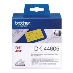 [DK44605] Brother DK44605 - Etiquetas Removibles Originales de Tamaño personalizado - Ancho 62mm x 30,48 metros - Texto negro sobre fondo amarillo (Ancho 62mm / 30,48 metros)