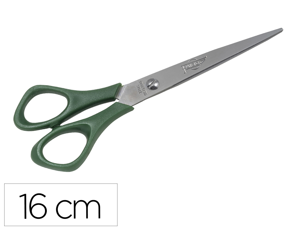 [156098] Tijera oficina faibo acero inoxidable 16 cm empuñadura ergonomica en blister
