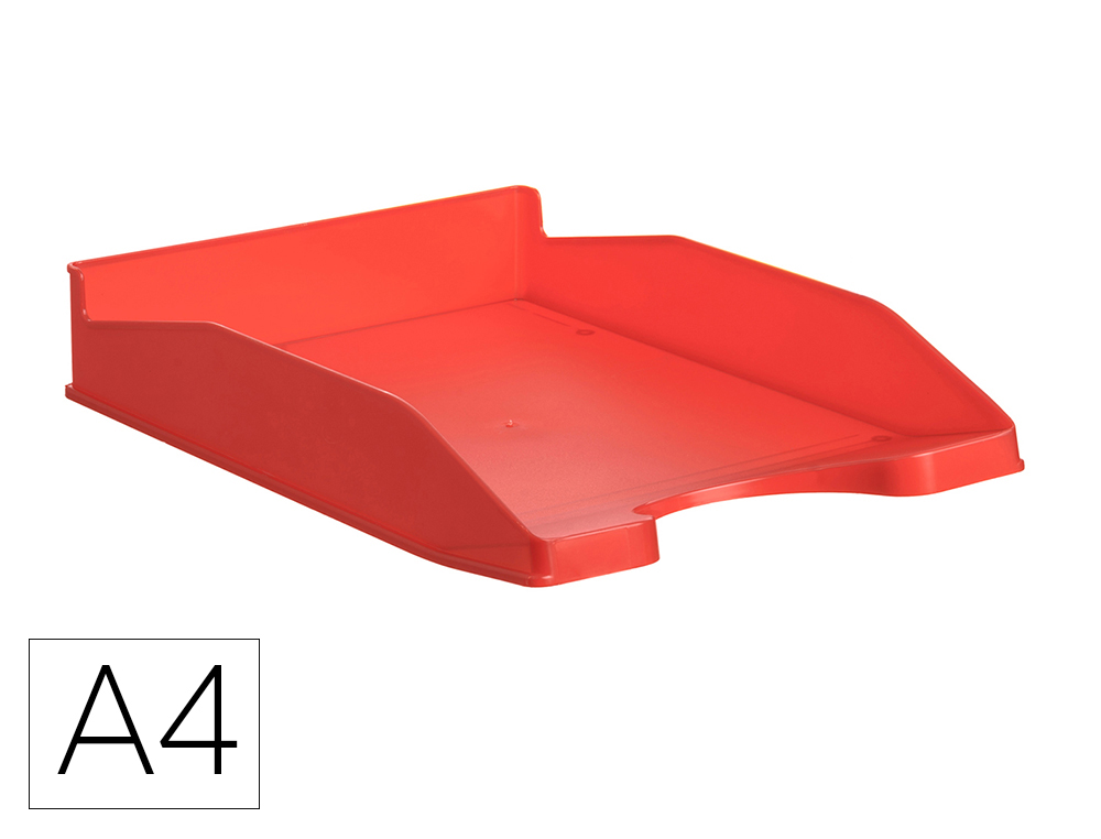 [167985] Bandeja sobremesa archivo 2000 ecogreen plastico 100% reciclada apilable formatos din a4 y folio color rojo