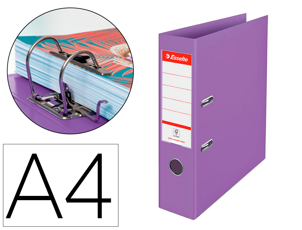[163287] Archivador de palanca esselte colour breeze carton forrado pvc din a4 lomo 75 mm color malva