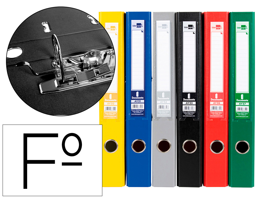 [79717] Archivador de palanca liderpapel folio documenta forrado pvc con rado lomo 52 mm colores surtidos classic