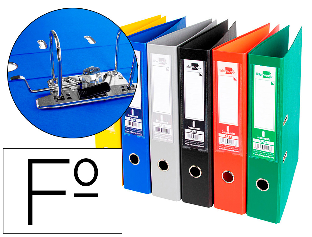 [79704] Archivador de palanca liderpapel folio documenta forrado pvc con rado lomo 75 mm colores surtidos classic