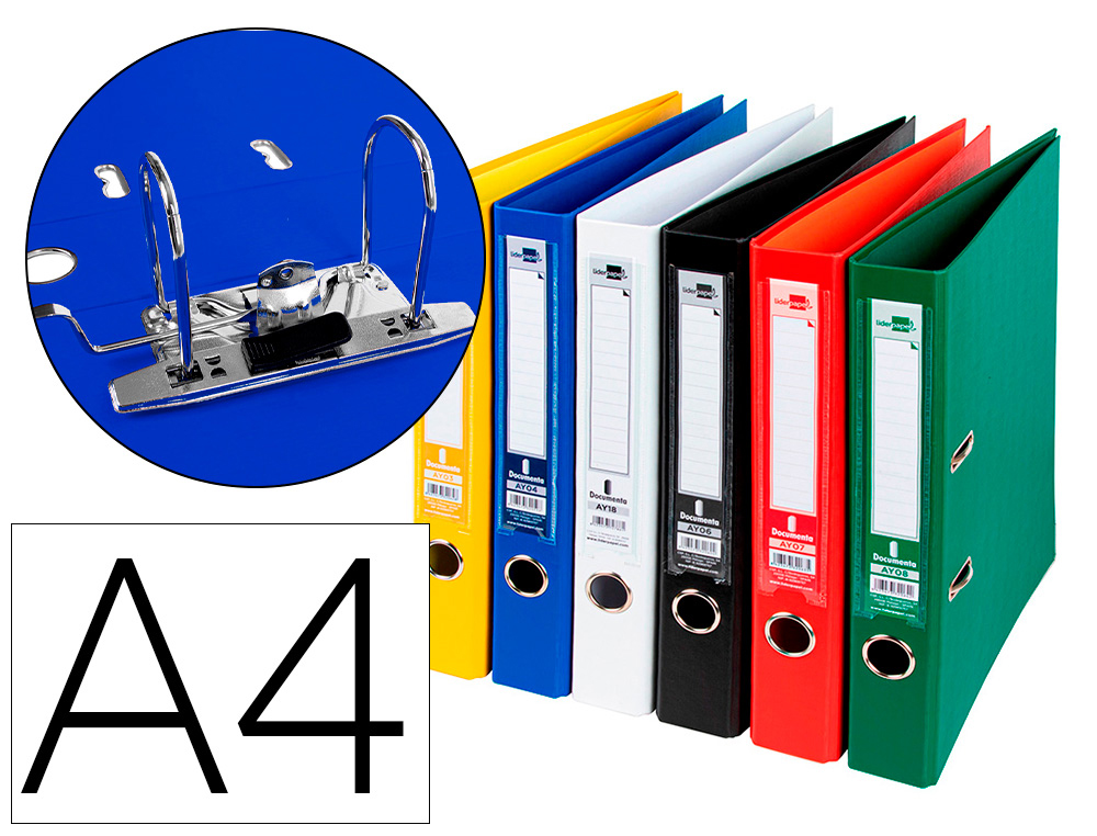 [79694] Archivador de palanca liderpapel a4 documenta forrado pvc con rado lomo 75 mm colores surtidos classic
