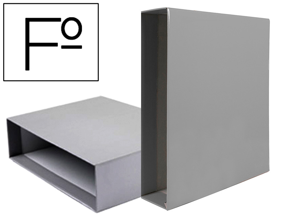 [72772] Caja archivador liderpapel de palanca carton folio documenta lomo 75mm color gris