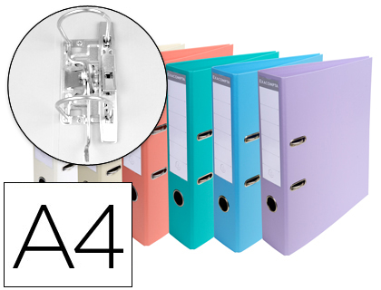 [72587] Archivador de palanca exacompta carton forrado pvc din a4 colores pasteles surtidos lomo 70 mm con