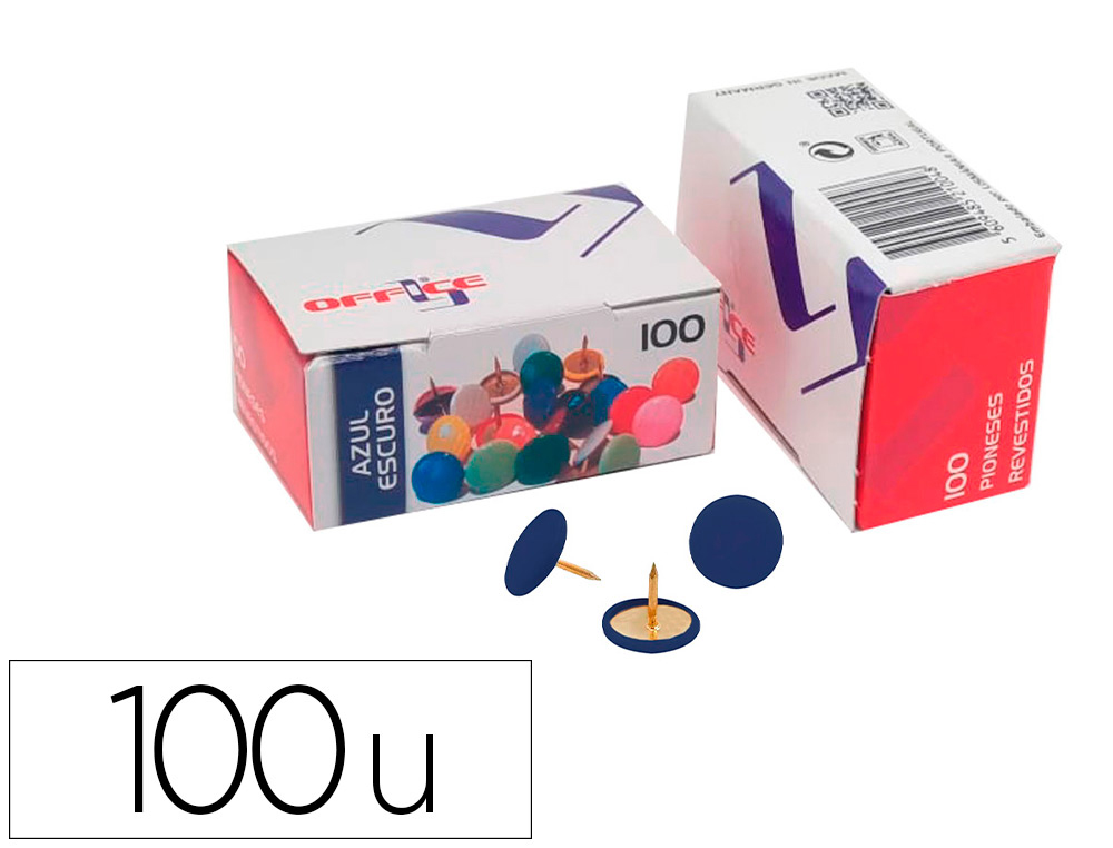 [166781] Chincheta lismania office color azul caja de 100 unidades