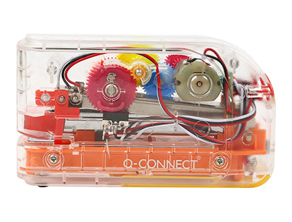 [155141] Grapadora electrica q-connect plastico transparente mecanismo de colores capacidad 20 hojas usa grapas