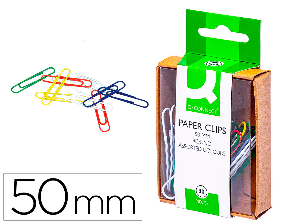 [28728] Clips colores q-connect 50 mm caja de 30 unidades colores surtidos