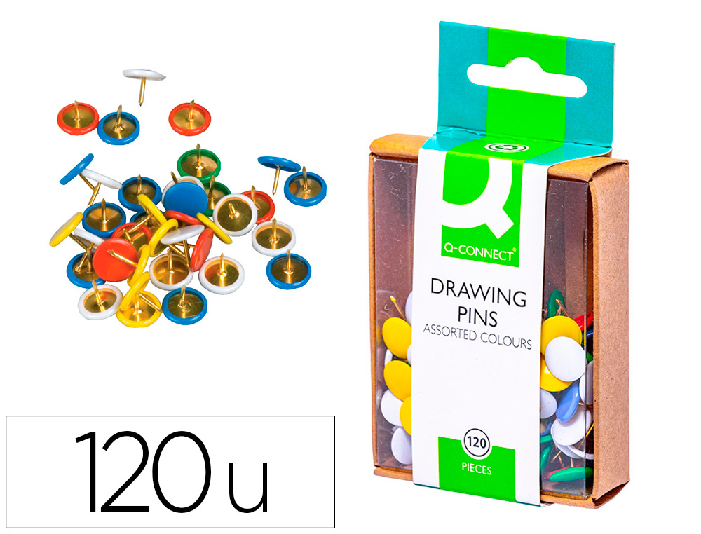 [28725] Chincheta q-connect colores surtidos caja de 120 unidades