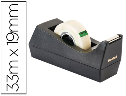 [78153] Portarrollo sobremesa scotch c38 color negro incluye 3 cintas scotch magic 33 mt x 19 mm