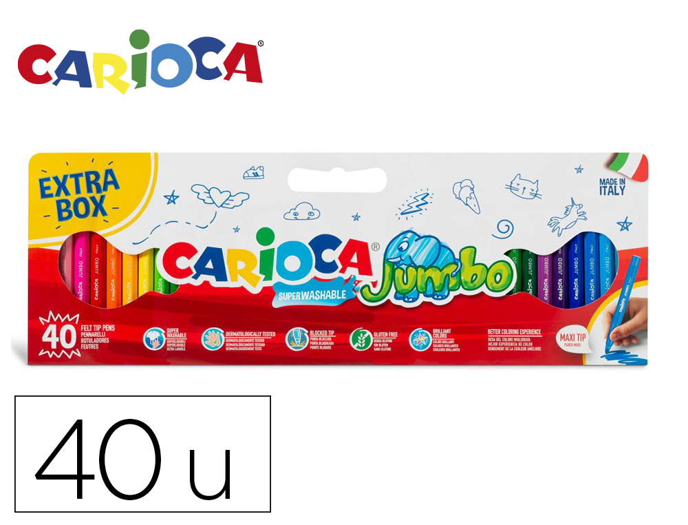[170792] Rotulador carioca jumbo punta gruesa caja de 40 unidades colores surtidos