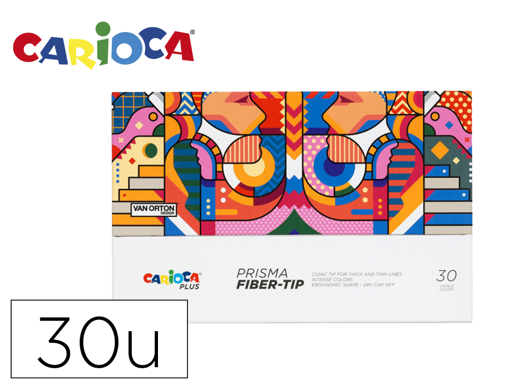 [170786] Rotulador carioca plus prisma fiber-tip de punta de fibra caja premium de 30 unidades colores surtidos