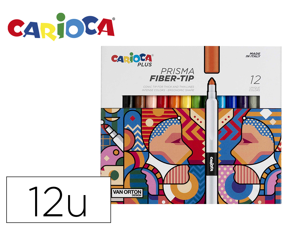 [170785] Rotulador carioca plus prisma fiber-tip de punta de fibra caja de 12 unidades colores surtidos