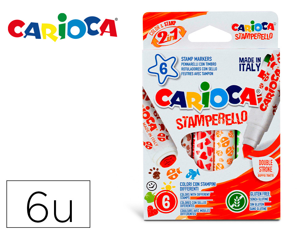 [168055] Rotulador carioca stamperello caja 6 unidades colores surtidos