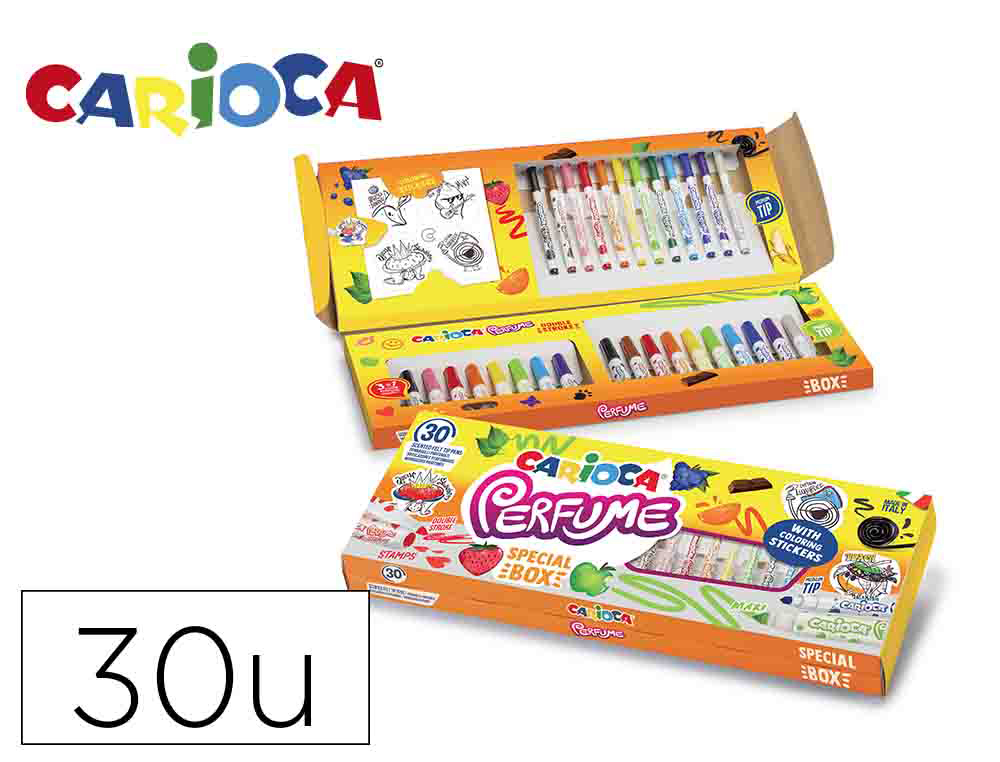 [168051] Rotulador carioca perfume caja 30 unidades colores surtidos