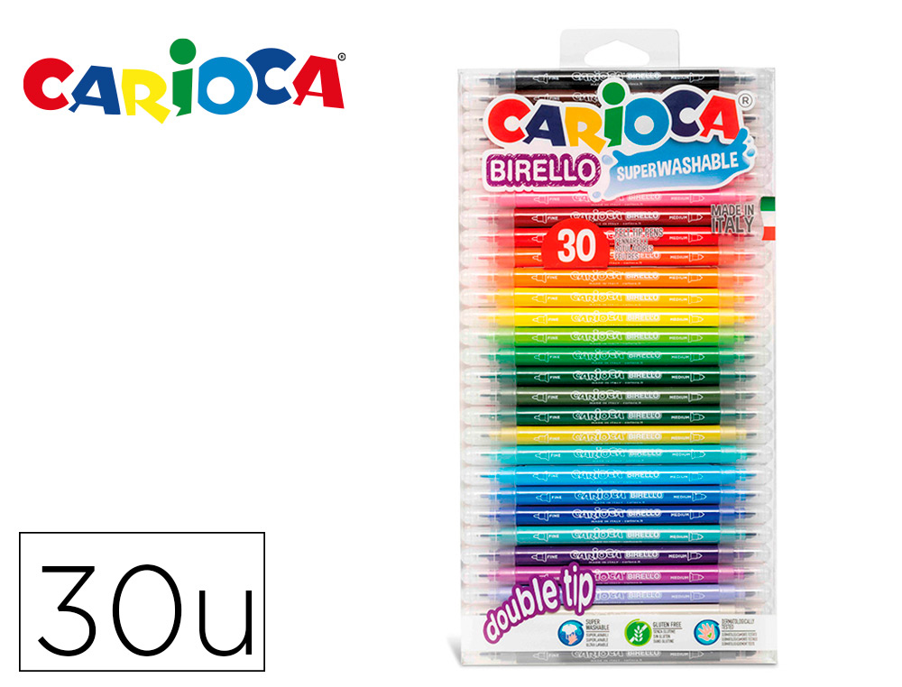 [168048] Rotulador carioca birello bipunta bolsa de 30 unidades colores surtidos