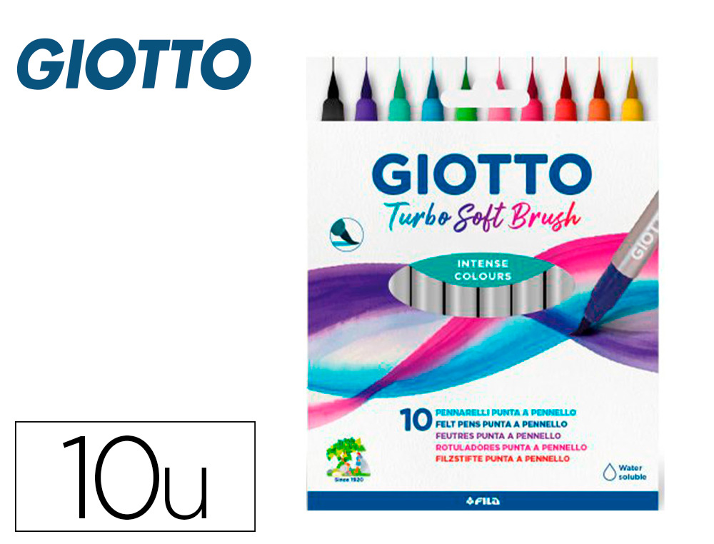 [166263] Rotulador giotto turbo soft brush punta de pincel caja de 10 unidades colores surtidos