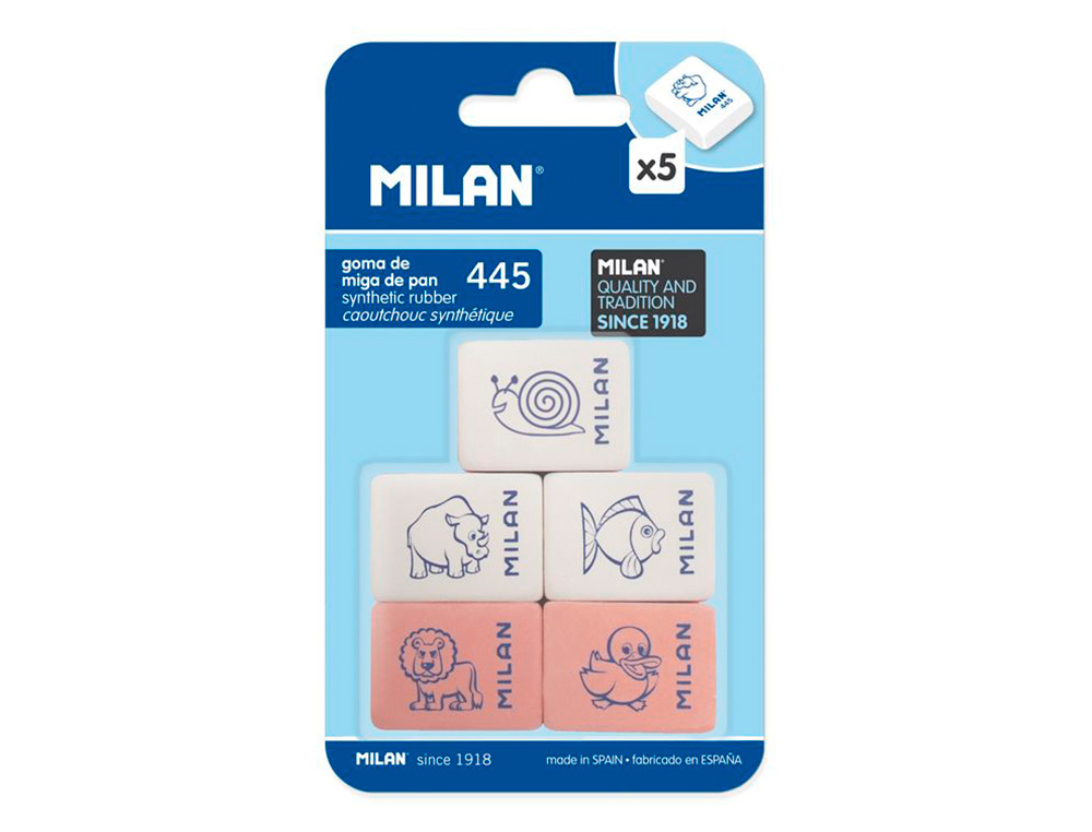 [166041] Goma de borrar milan 445 blister de 5 unidades