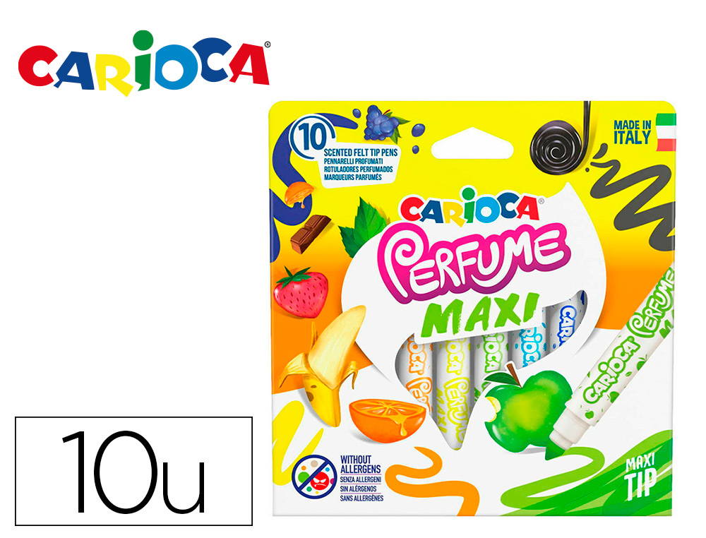 [165376] Rotulador carioca perfumado punta maxi lavable caja de 10 unidades colores surtidos
