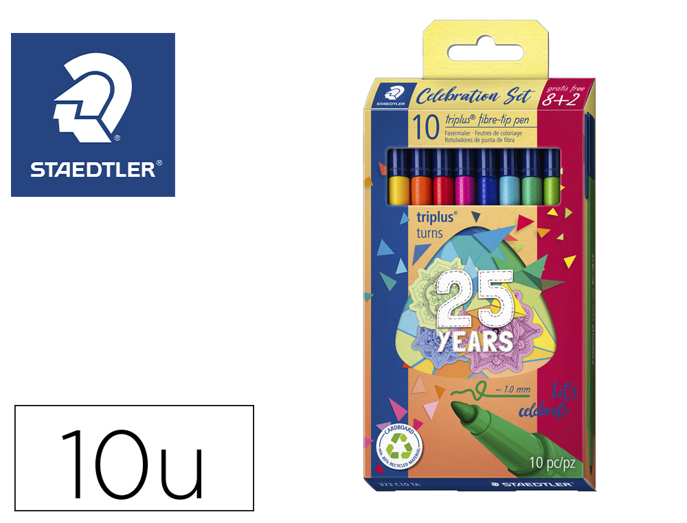 [164327] Rotulador staedtler triplus happy estuche de 10 unidades colores surtidos