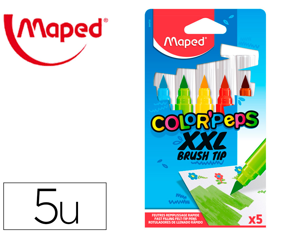 [162264] Rotulador maped color peps jumbo punta pincel caja de 5 colores surtidos