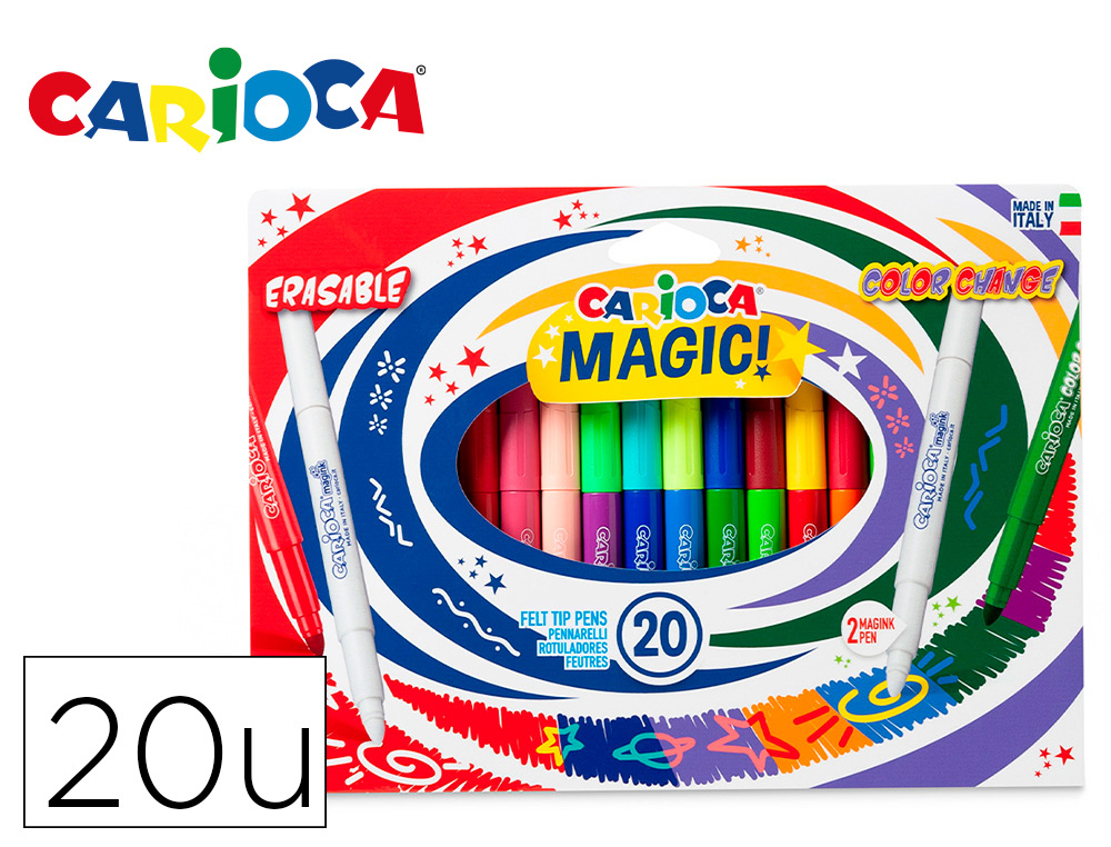 [157125] Rotulador carioca magic borrable caja de 20 unidades colores surtidos