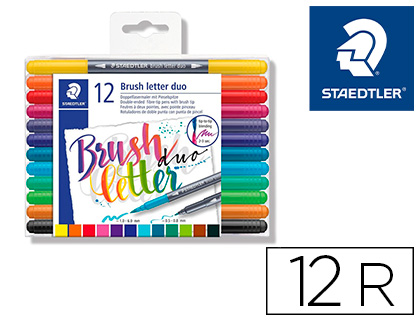 [155782] Rotulador staedtler 3004 doble punta para lettering estuche de 12 unidades colores surtidos
