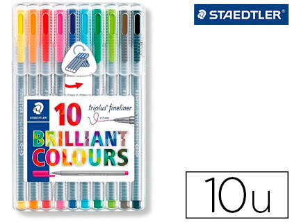 [150290] Rotulador staedtler triplus broadliner 338 estuche plastico de 10 unidades colores surtidos