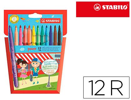 [79638] Rotulador stabilo power caja de 12 unidades colores surtidos