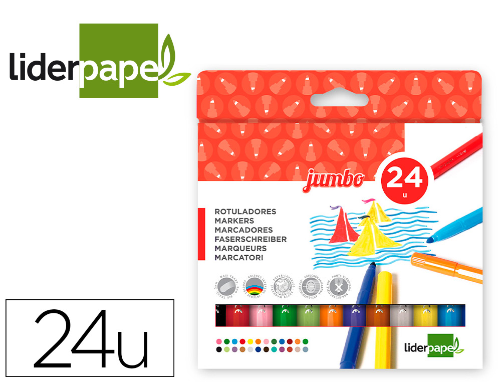 [52212] Rotulador liderpapel jumbo caja de 24 unidades colores surtidos