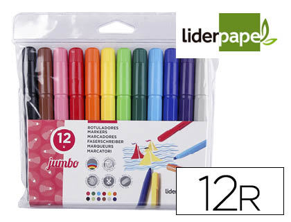 [52211] Rotulador liderpapel jumbo caja de 12 unidades colores surtidos