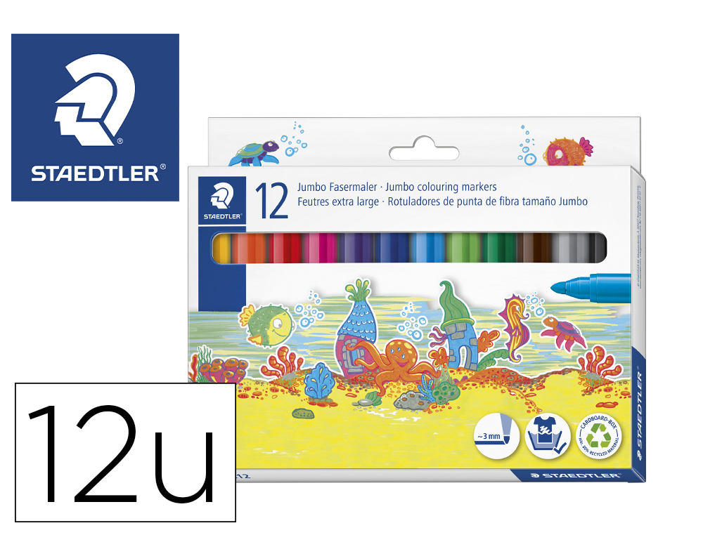 [49501] Rotulador staedtler color jumbo trazo 3 mm estuche de 12 unidades colores surtidos