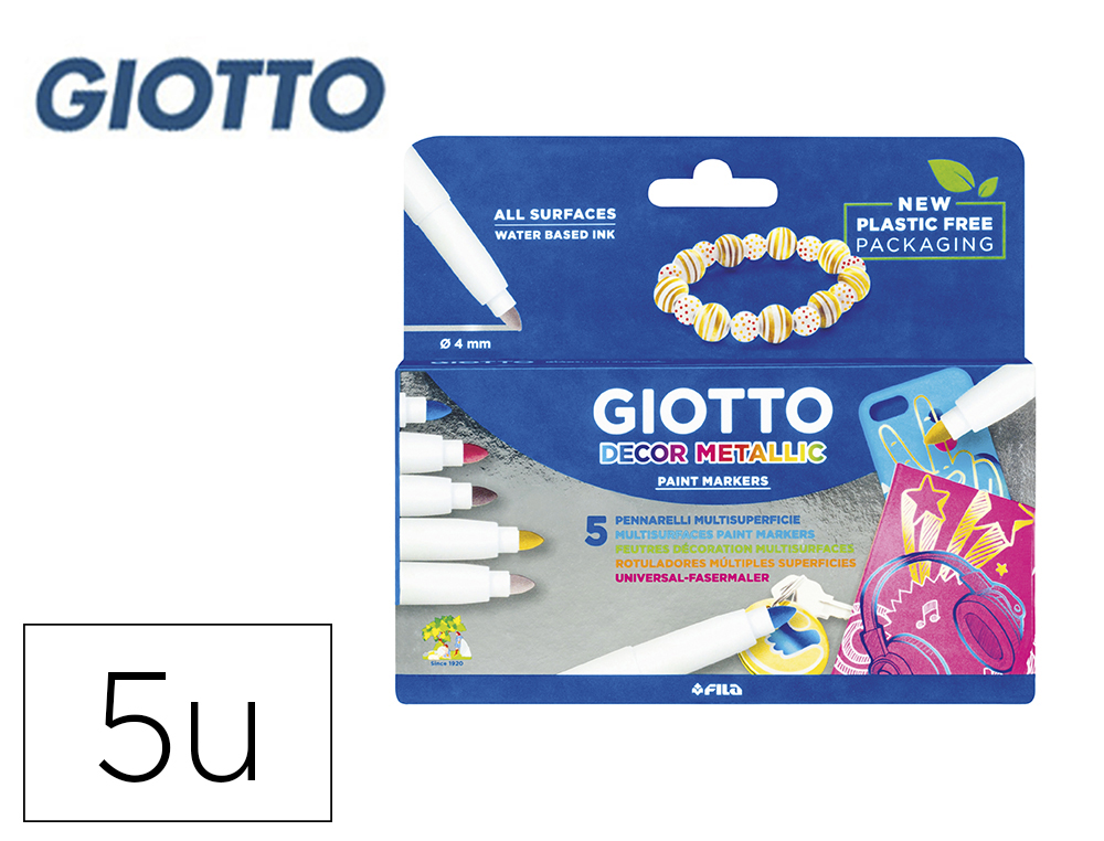 [47455] Rotulador giotto decor metal caja de 5 rotuladores