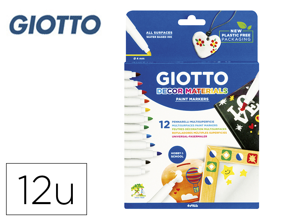 [47453] Rotulador giotto decor materials -caja de 12 colores surtidos