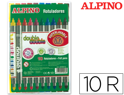 [36319] Rotulador alpino double double punta gruesa y punta fina caja de 10+2 colores surtidos