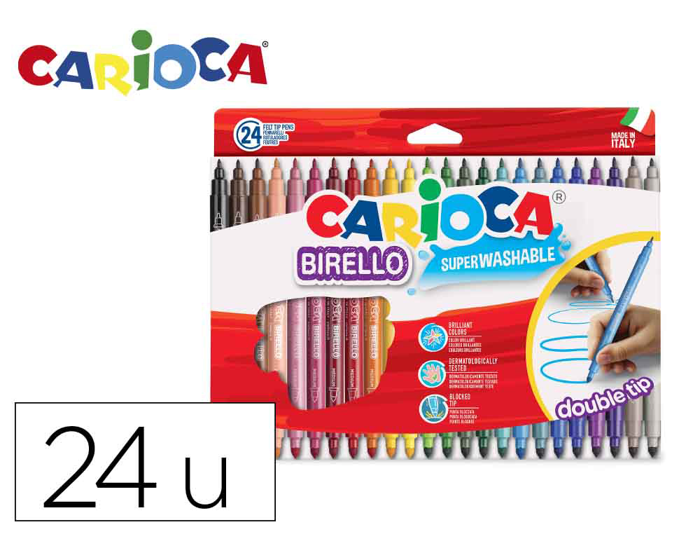 [35742] Rotulador carioca birello bipunta caja de 24 colores surtidos
