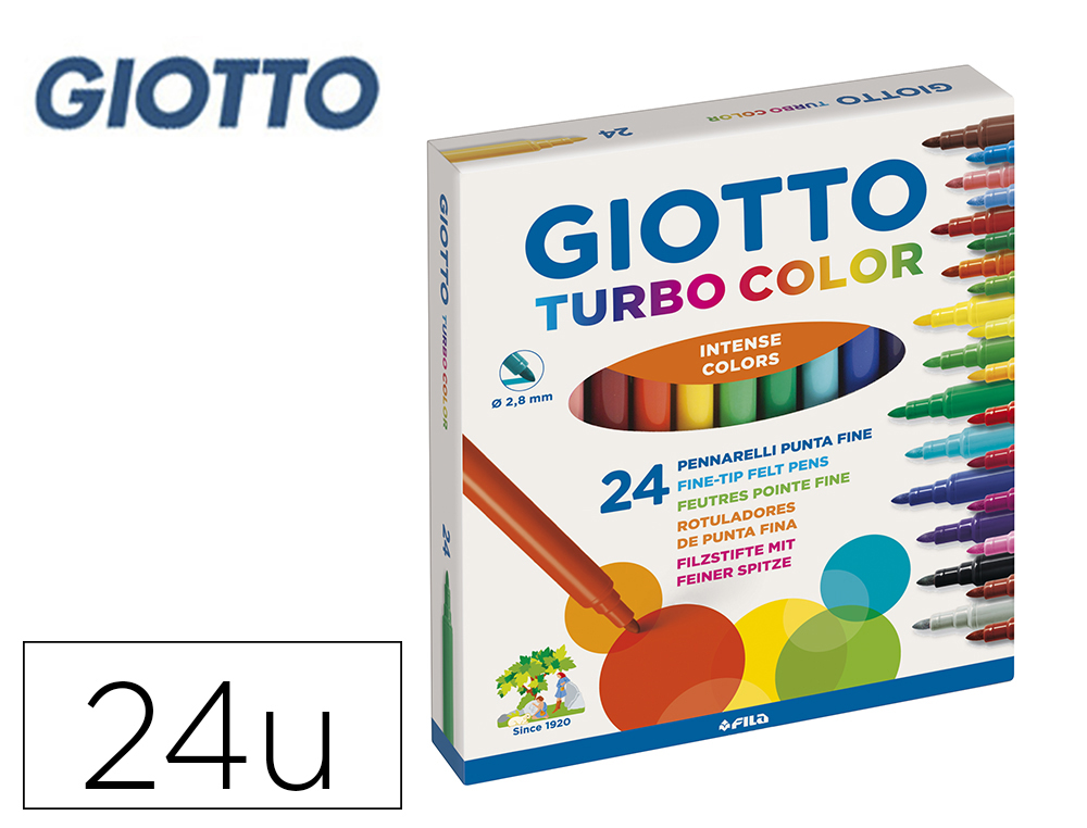[28839] Rotulador giotto turbo color caja de 24 colores lavables con punta bloqueada