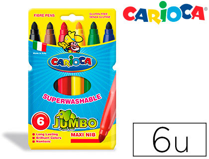 [7536] Rotulador carioca jumbo punta gruesa estuche de 6 colores surtidos