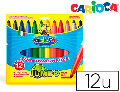 [7535] Rotulador carioca jumbo punta gruesa estuche de 12 colores surtidos