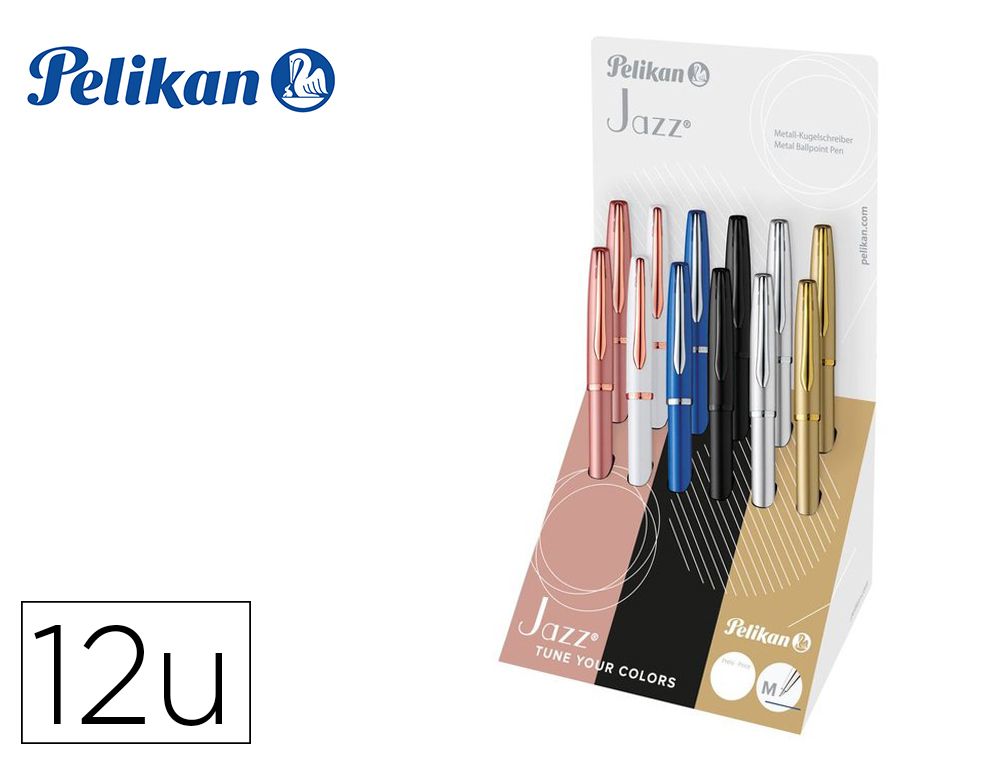 [171107] Boligrafo pelikan jazz noble elegance expositor de 12 unidades colores surtidos